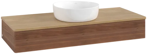 Bild von VILLEROY BOCH Antao Waschbeckenunterschrank, 1 Auszug, 1200 x 190 x 500 mm, Front mit Struktur, Warm Walnut / Honey Oak #K10111HM