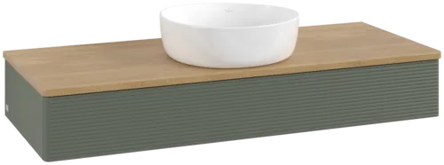 Obrázek VILLEROY BOCH Antao Vanity unit, 1 pull-out compartment, 1200 x 190 x 500 mm, Front with grain texture, Leaf Green Matt Lacquer / Honey Oak #K10111HL