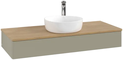 Bild von VILLEROY BOCH Antao Waschbeckenunterschrank, 1 Auszug, 1200 x 190 x 500 mm, Front ohne Struktur, Stone Grey Matt Lacquer / Honey Oak #K10051HK