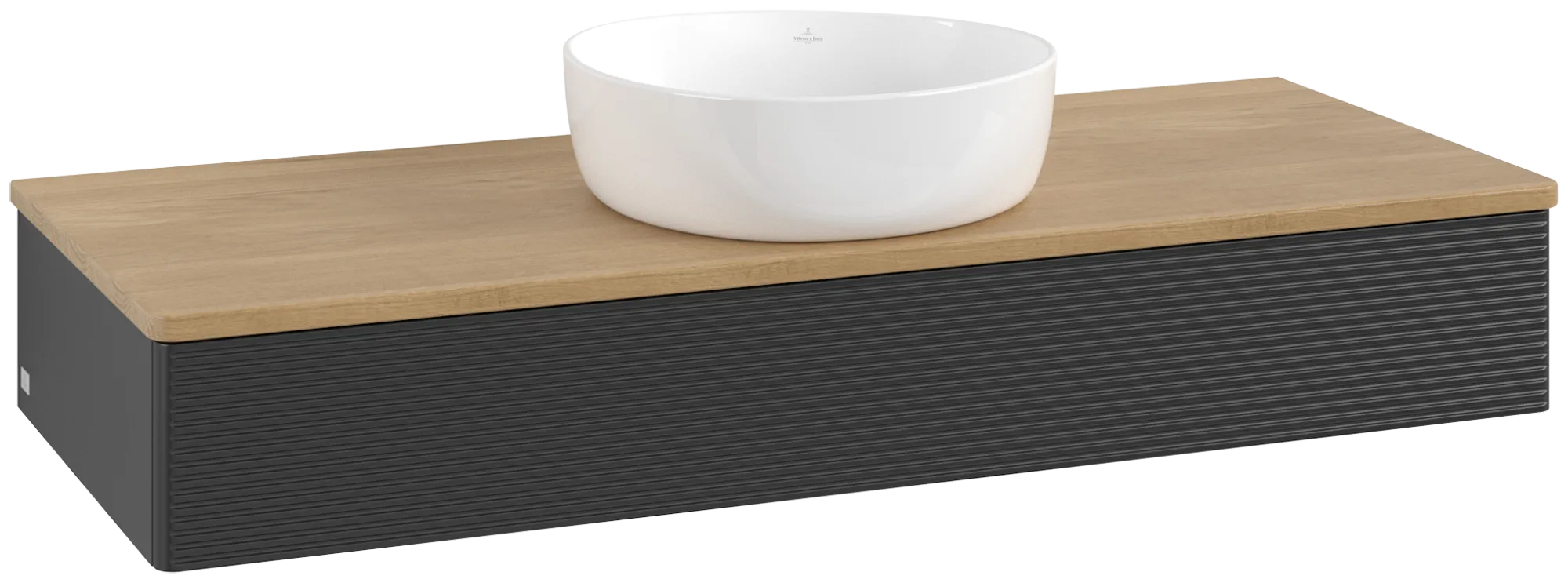 Bild von VILLEROY BOCH Antao Waschbeckenunterschrank, 1 Auszug, 1200 x 190 x 500 mm, Front mit Struktur, Black Matt Lacquer / Honey Oak #K10111PD