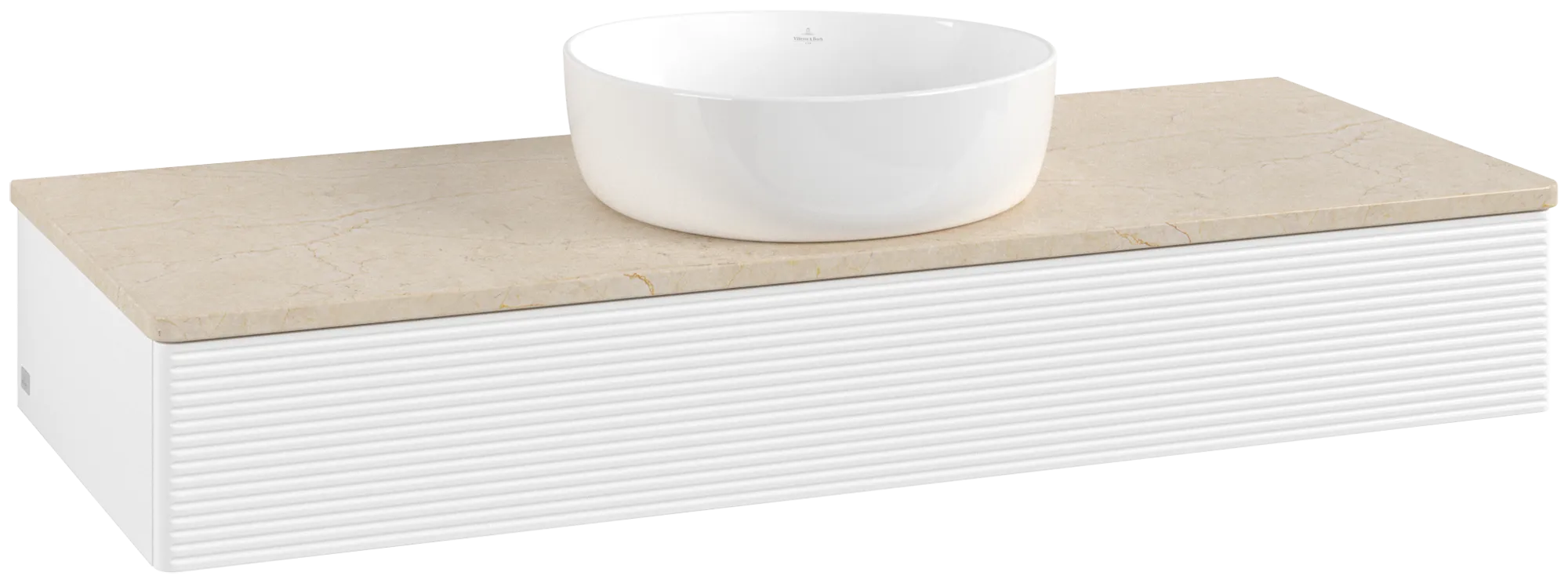 Bild von VILLEROY BOCH Antao Waschbeckenunterschrank, 1 Auszug, 1200 x 190 x 500 mm, Front mit Struktur, White Matt Lacquer / Botticino #K10113MT