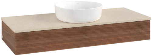Bild von VILLEROY BOCH Antao Waschbeckenunterschrank, 1 Auszug, 1200 x 190 x 500 mm, Front mit Struktur, Warm Walnut / Botticino #K10113HM