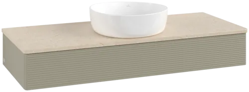 Obrázek VILLEROY BOCH Antao Vanity unit, 1 pull-out compartment, 1200 x 190 x 500 mm, Front with grain texture, Stone Grey Matt Lacquer / Botticino #K10113HK