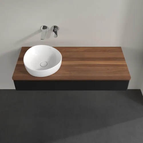 Obrázek VILLEROY BOCH Antao Vanity unit, 1 pull-out compartment, 1200 x 190 x 500 mm, Front without structure, Black Matt Lacquer / Warm Walnut #K11012PD
