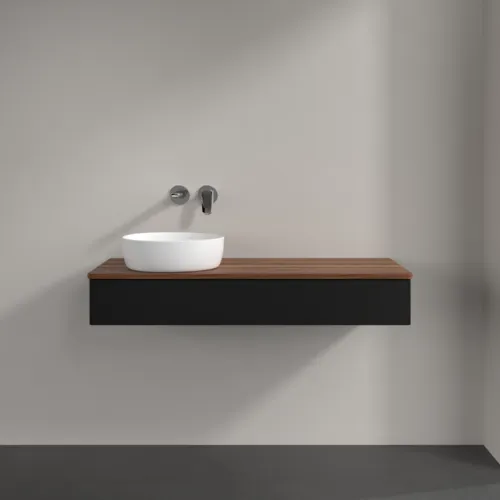Obrázek VILLEROY BOCH Antao Vanity unit, 1 pull-out compartment, 1200 x 190 x 500 mm, Front without structure, Black Matt Lacquer / Warm Walnut #K11012PD