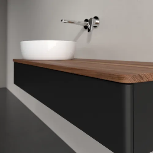 Obrázek VILLEROY BOCH Antao Vanity unit, 1 pull-out compartment, 1200 x 190 x 500 mm, Front without structure, Black Matt Lacquer / Warm Walnut #K11012PD