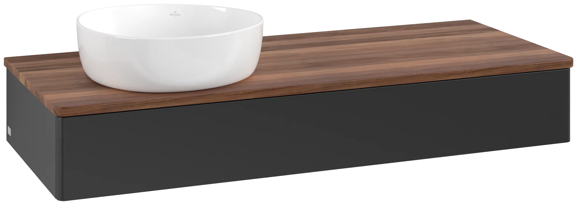 Bild von VILLEROY BOCH Antao Waschbeckenunterschrank, 1 Auszug, 1200 x 190 x 500 mm, Front ohne Struktur, Black Matt Lacquer / Warm Walnut #K11012PD