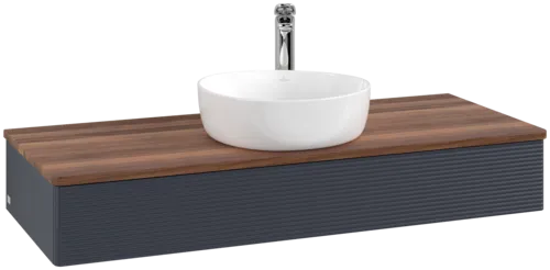 Bild von VILLEROY BOCH Antao Waschbeckenunterschrank, 1 Auszug, 1200 x 190 x 500 mm, Front mit Struktur, Midnight Blue Matt Lacquer / Warm Walnut #K10152HG