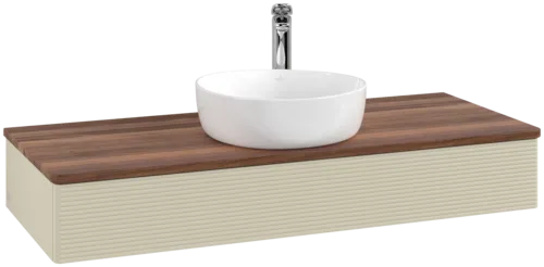 Obrázek VILLEROY BOCH Antao Vanity unit, 1 pull-out compartment, 1200 x 190 x 500 mm, Front with grain texture, Silk Grey Matt Lacquer / Warm Walnut #K10152HJ