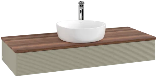 Bild von VILLEROY BOCH Antao Waschbeckenunterschrank, 1 Auszug, 1200 x 190 x 500 mm, Front mit Struktur, Stone Grey Matt Lacquer / Warm Walnut #K10152HK
