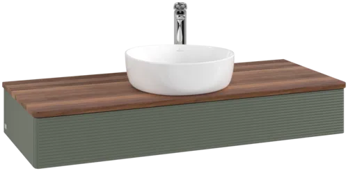 Bild von VILLEROY BOCH Antao Waschbeckenunterschrank, 1 Auszug, 1200 x 190 x 500 mm, Front mit Struktur, Leaf Green Matt Lacquer / Warm Walnut #K10152HL