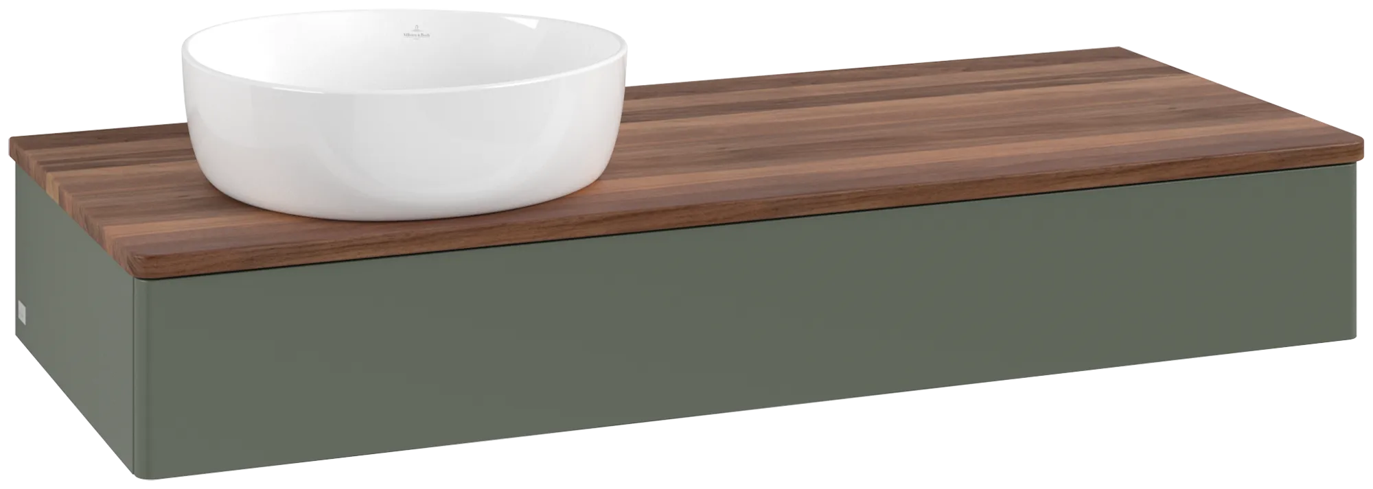 Bild von VILLEROY BOCH Antao Waschbeckenunterschrank, 1 Auszug, 1200 x 190 x 500 mm, Front ohne Struktur, Leaf Green Matt Lacquer / Warm Walnut #K11012HL