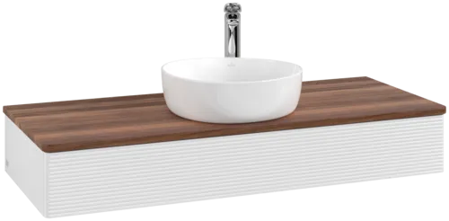 Bild von VILLEROY BOCH Antao Waschbeckenunterschrank, 1 Auszug, 1200 x 190 x 500 mm, Front mit Struktur, Glossy White Lacquer / Warm Walnut #K10152GF
