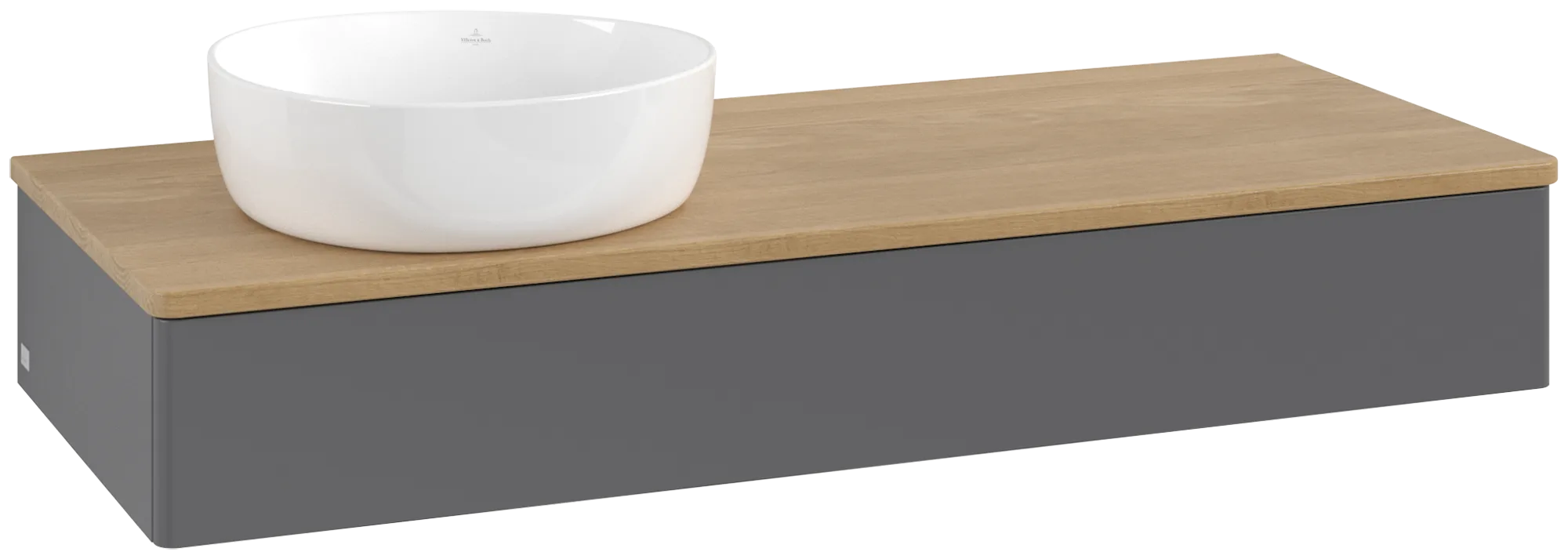 Bild von VILLEROY BOCH Antao Waschbeckenunterschrank, 1 Auszug, 1200 x 190 x 500 mm, Front ohne Struktur, Anthracite Matt Lacquer / Honey Oak #K11011GK