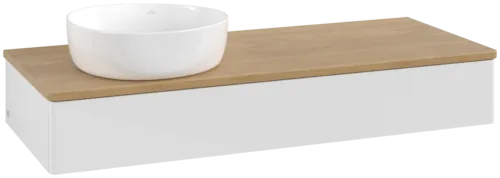 Bild von VILLEROY BOCH Antao Waschbeckenunterschrank, 1 Auszug, 1200 x 190 x 500 mm, Front ohne Struktur, Glossy White Lacquer / Honey Oak #K11011GF
