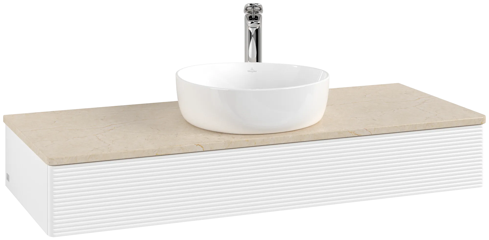 Bild von VILLEROY BOCH Antao Waschbeckenunterschrank, 1 Auszug, 1200 x 190 x 500 mm, Front mit Struktur, White Matt Lacquer / Botticino #K10153MT