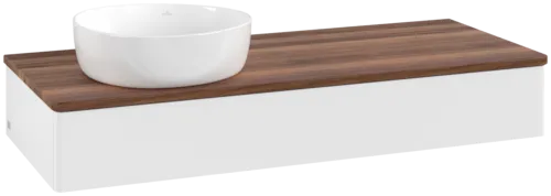 Bild von VILLEROY BOCH Antao Waschbeckenunterschrank, 1 Auszug, 1200 x 190 x 500 mm, Front ohne Struktur, White Matt Lacquer / Warm Walnut #K11012MT