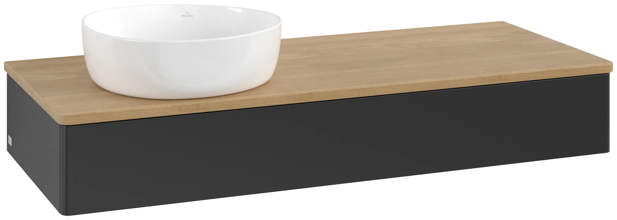 Bild von VILLEROY BOCH Antao Waschbeckenunterschrank, 1 Auszug, 1200 x 190 x 500 mm, Front ohne Struktur, Black Matt Lacquer / Honey Oak #K11011PD