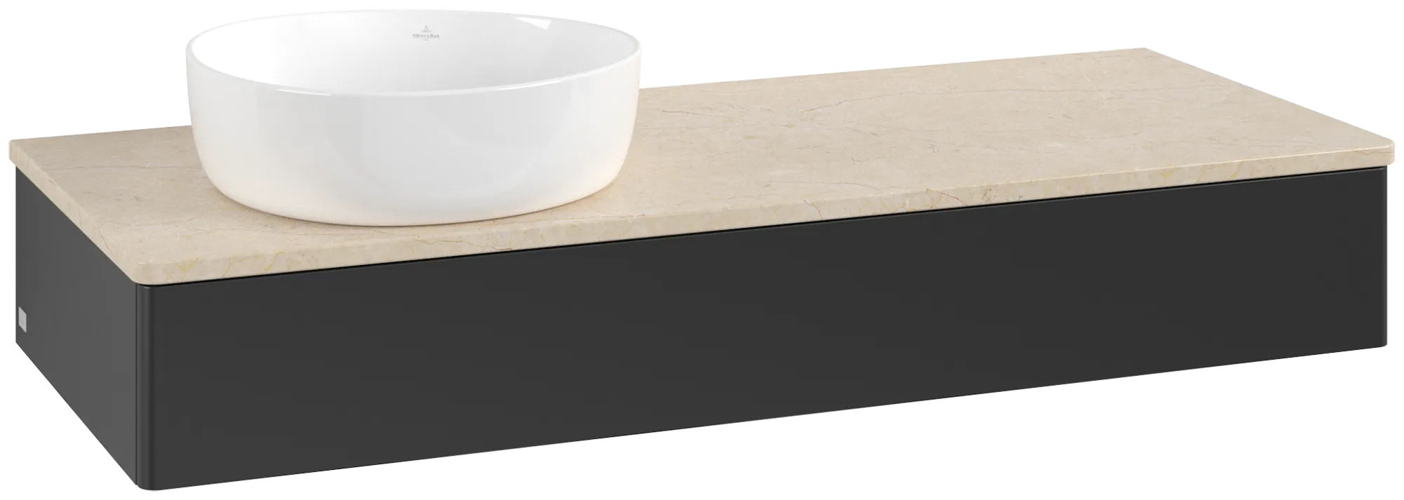 Bild von VILLEROY BOCH Antao Waschbeckenunterschrank, 1 Auszug, 1200 x 190 x 500 mm, Front ohne Struktur, Black Matt Lacquer / Botticino #K11013PD