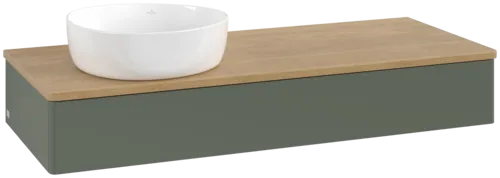 Bild von VILLEROY BOCH Antao Waschbeckenunterschrank, 1 Auszug, 1200 x 190 x 500 mm, Front ohne Struktur, Leaf Green Matt Lacquer / Honey Oak #K11011HL