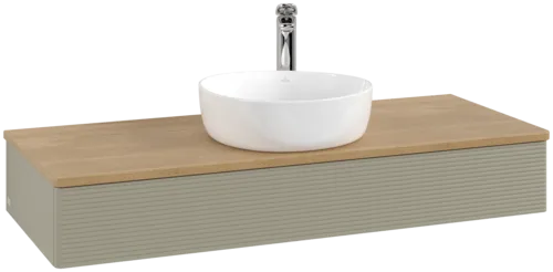 Obrázek VILLEROY BOCH Antao Vanity unit, 1 pull-out compartment, 1200 x 190 x 500 mm, Front with grain texture, Stone Grey Matt Lacquer / Honey Oak #K10151HK