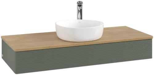 Obrázek VILLEROY BOCH Antao Vanity unit, 1 pull-out compartment, 1200 x 190 x 500 mm, Front with grain texture, Leaf Green Matt Lacquer / Honey Oak #K10151HL