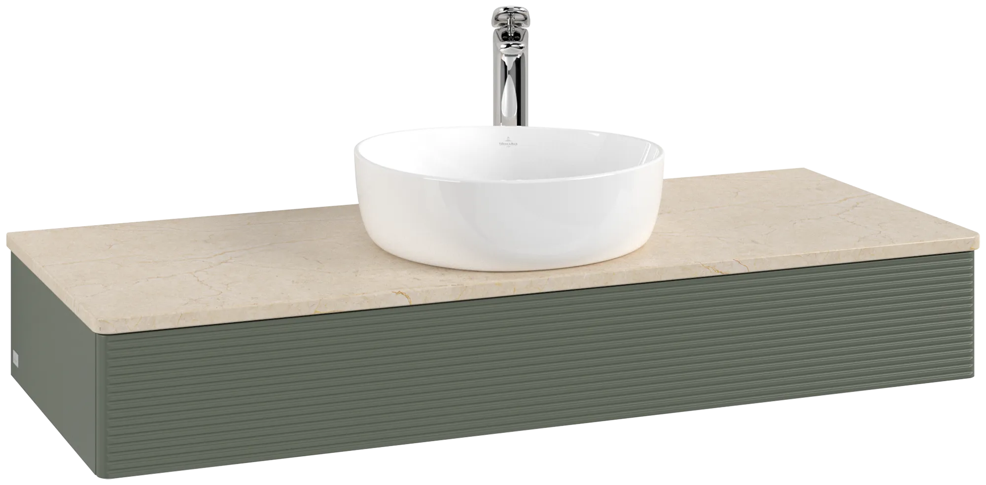 Obrázek VILLEROY BOCH Antao Vanity unit, 1 pull-out compartment, 1200 x 190 x 500 mm, Front with grain texture, Leaf Green Matt Lacquer / Botticino #K10153HL