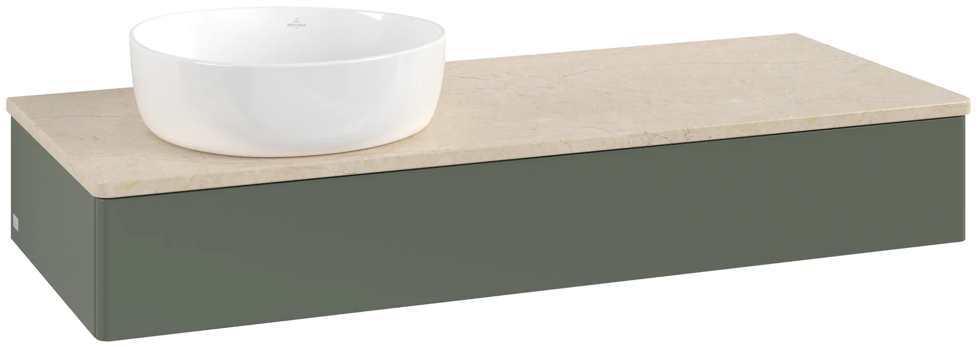 Bild von VILLEROY BOCH Antao Waschbeckenunterschrank, 1 Auszug, 1200 x 190 x 500 mm, Front ohne Struktur, Leaf Green Matt Lacquer / Botticino #K11013HL