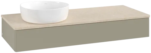 Bild von VILLEROY BOCH Antao Waschbeckenunterschrank, 1 Auszug, 1200 x 190 x 500 mm, Front ohne Struktur, Stone Grey Matt Lacquer / Botticino #K11013HK