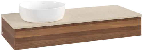 Bild von VILLEROY BOCH Antao Waschbeckenunterschrank, 1 Auszug, 1200 x 190 x 500 mm, Front ohne Struktur, Warm Walnut / Botticino #K11013HM