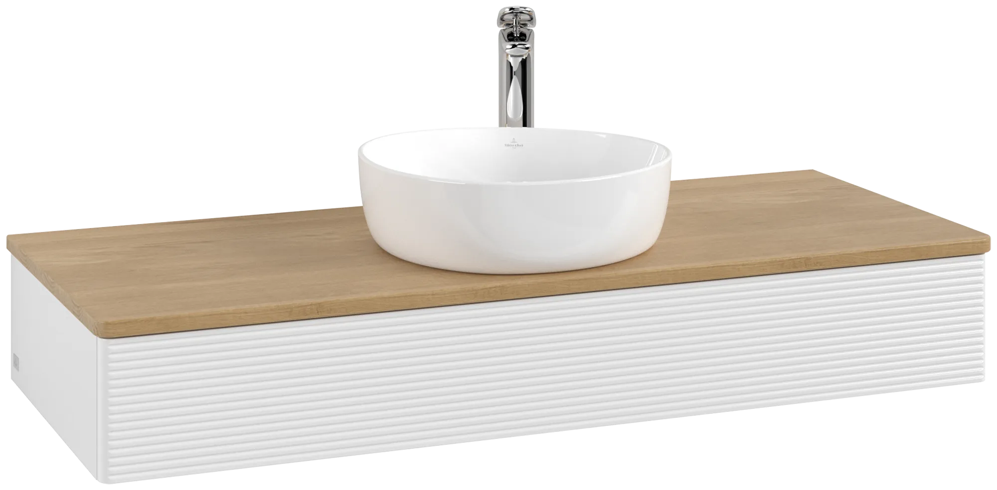 Obrázek VILLEROY BOCH Antao Vanity unit, 1 pull-out compartment, 1200 x 190 x 500 mm, Front with grain texture, Glossy White Lacquer / Honey Oak #K10151GF