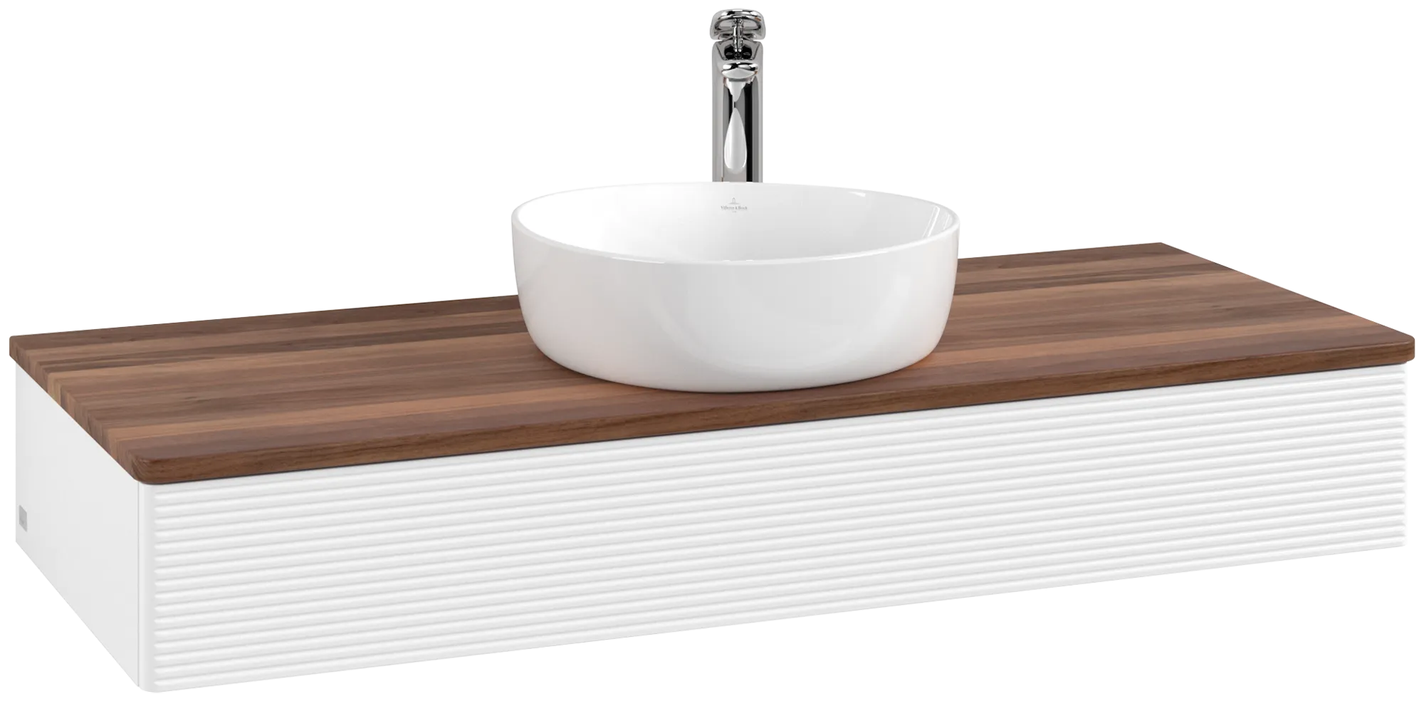 Bild von VILLEROY BOCH Antao Waschbeckenunterschrank, 1 Auszug, 1200 x 190 x 500 mm, Front mit Struktur, White Matt Lacquer / Warm Walnut #K10152MT