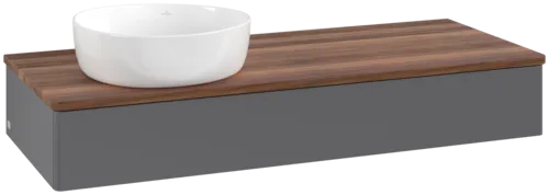 Bild von VILLEROY BOCH Antao Waschbeckenunterschrank, 1 Auszug, 1200 x 190 x 500 mm, Front ohne Struktur, Anthracite Matt Lacquer / Warm Walnut #K11012GK