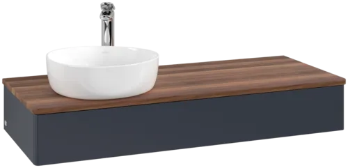 Bild von VILLEROY BOCH Antao Waschbeckenunterschrank, 1 Auszug, 1200 x 190 x 500 mm, Front ohne Struktur, Midnight Blue Matt Lacquer / Warm Walnut #K11052HG