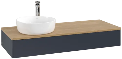 Bild von VILLEROY BOCH Antao Waschbeckenunterschrank, 1 Auszug, 1200 x 190 x 500 mm, Front ohne Struktur, Midnight Blue Matt Lacquer / Honey Oak #K11051HG