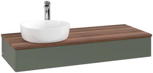 Bild von VILLEROY BOCH Antao Waschbeckenunterschrank, 1 Auszug, 1200 x 190 x 500 mm, Front ohne Struktur, Leaf Green Matt Lacquer / Warm Walnut #K11052HL