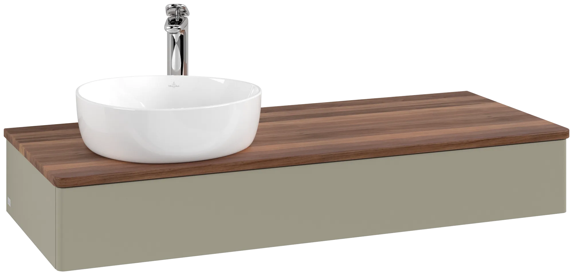 Bild von VILLEROY BOCH Antao Waschbeckenunterschrank, 1 Auszug, 1200 x 190 x 500 mm, Front ohne Struktur, Stone Grey Matt Lacquer / Warm Walnut #K11052HK