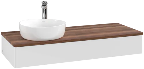Bild von VILLEROY BOCH Antao Waschbeckenunterschrank, 1 Auszug, 1200 x 190 x 500 mm, Front ohne Struktur, Glossy White Lacquer / Warm Walnut #K11052GF