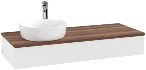 Bild von VILLEROY BOCH Antao Waschbeckenunterschrank, 1 Auszug, 1200 x 190 x 500 mm, Front ohne Struktur, White Matt Lacquer / Warm Walnut #K11052MT