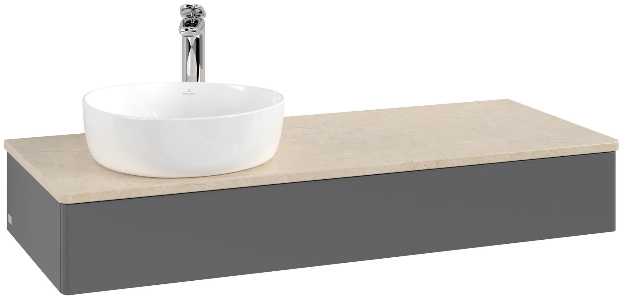 Bild von VILLEROY BOCH Antao Waschbeckenunterschrank, 1 Auszug, 1200 x 190 x 500 mm, Front ohne Struktur, Anthracite Matt Lacquer / Botticino #K11053GK