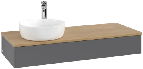 Bild von VILLEROY BOCH Antao Waschbeckenunterschrank, 1 Auszug, 1200 x 190 x 500 mm, Front ohne Struktur, Anthracite Matt Lacquer / Honey Oak #K11051GK