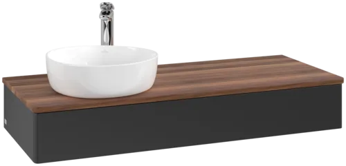 Bild von VILLEROY BOCH Antao Waschbeckenunterschrank, 1 Auszug, 1200 x 190 x 500 mm, Front ohne Struktur, Black Matt Lacquer / Warm Walnut #K11052PD