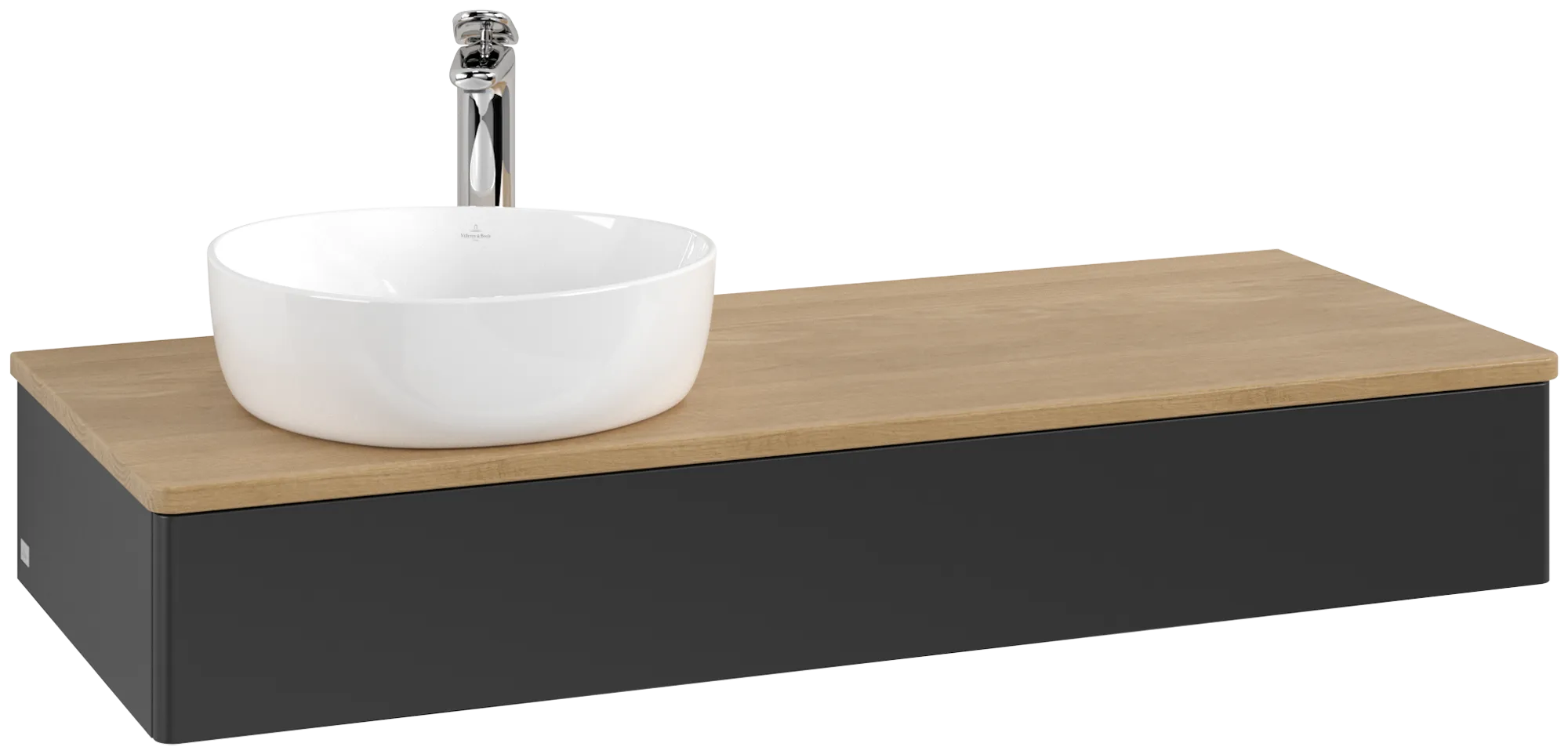 Bild von VILLEROY BOCH Antao Waschbeckenunterschrank, 1 Auszug, 1200 x 190 x 500 mm, Front ohne Struktur, Black Matt Lacquer / Honey Oak #K11051PD