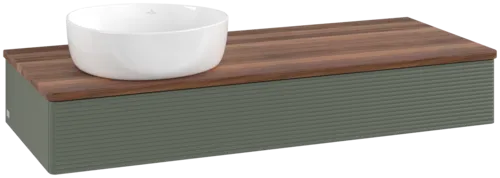 Bild von VILLEROY BOCH Antao Waschbeckenunterschrank, 1 Auszug, 1200 x 190 x 500 mm, Front mit Struktur, Leaf Green Matt Lacquer / Warm Walnut #K11112HL