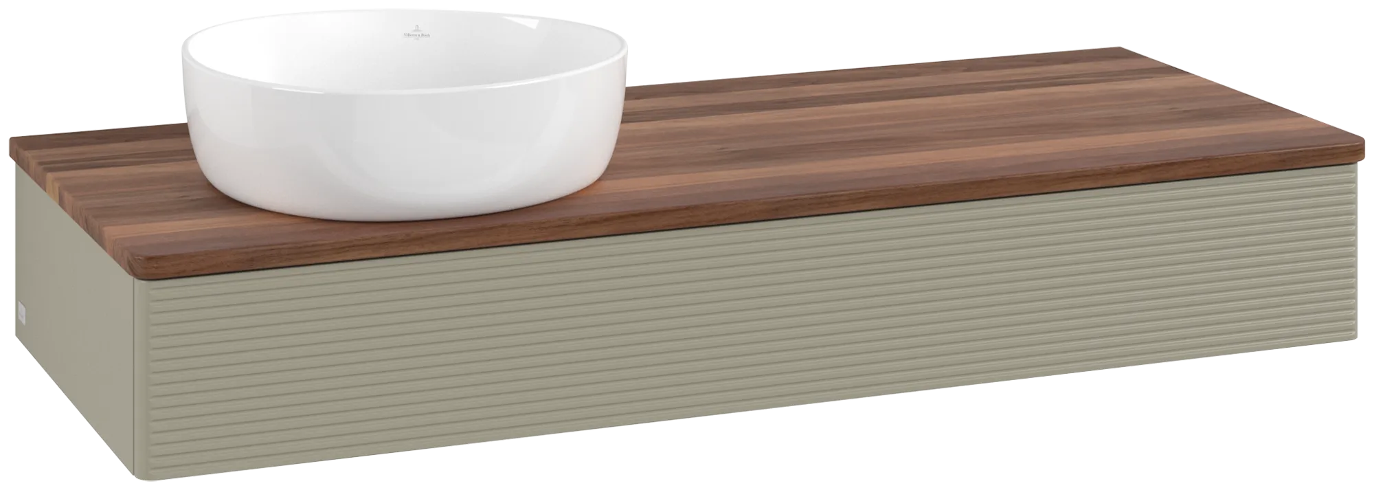 Bild von VILLEROY BOCH Antao Waschbeckenunterschrank, 1 Auszug, 1200 x 190 x 500 mm, Front mit Struktur, Stone Grey Matt Lacquer / Warm Walnut #K11112HK