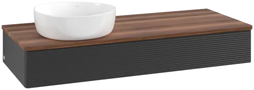 Bild von VILLEROY BOCH Antao Waschbeckenunterschrank, 1 Auszug, 1200 x 190 x 500 mm, Front mit Struktur, Black Matt Lacquer / Warm Walnut #K11112PD