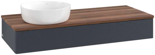 Bild von VILLEROY BOCH Antao Waschbeckenunterschrank, 1 Auszug, 1200 x 190 x 500 mm, Front mit Struktur, Midnight Blue Matt Lacquer / Warm Walnut #K11112HG