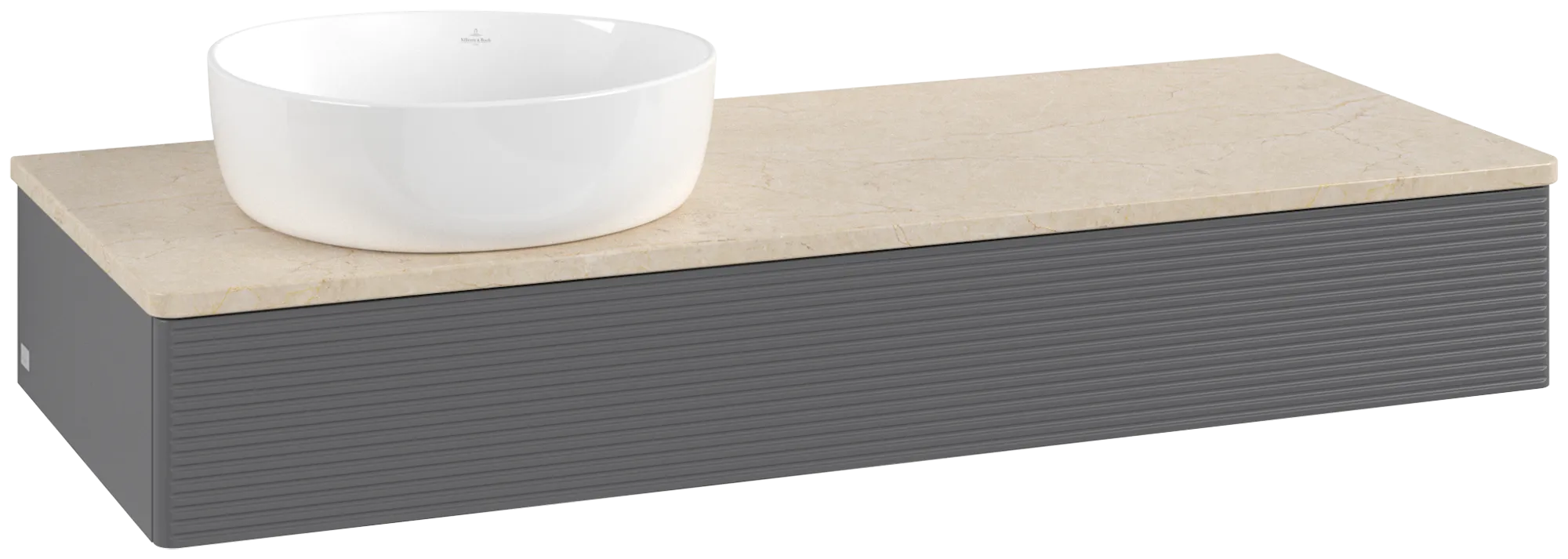 Obrázek VILLEROY BOCH Antao Vanity unit, 1 pull-out compartment, 1200 x 190 x 500 mm, Front with grain texture, Anthracite Matt Lacquer / Botticino #K11113GK