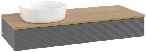 Obrázek VILLEROY BOCH Antao Vanity unit, 1 pull-out compartment, 1200 x 190 x 500 mm, Front with grain texture, Anthracite Matt Lacquer / Honey Oak #K11111GK