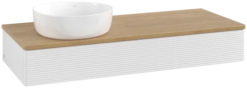 Picture of VILLEROY BOCH Antao Vanity unit, 1 pull-out compartment, 1200 x 190 x 500 mm, Front with grain texture, Glossy White Lacquer / Honey Oak #K11111GF